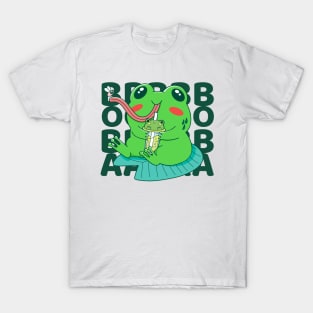 Kawaii Frog Drinking Boba Tea T-Shirt